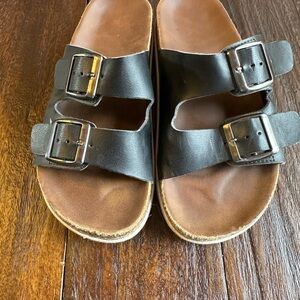 Madden Girl Black Double Strap Sandals